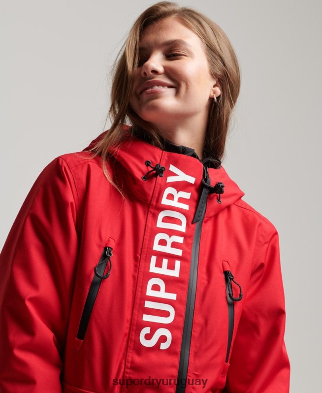 uy Superdry mujer chaqueta de rescate de esquí rojo DT2N8Z6530 ropa