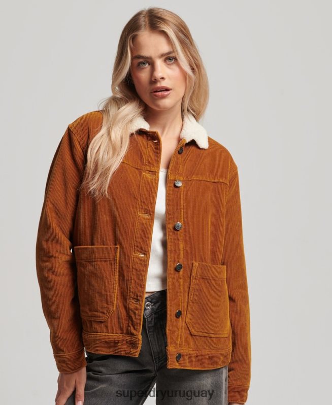 uy Superdry mujer chaqueta de trabajo de cordón naranja DT2N8Z3696 ropa