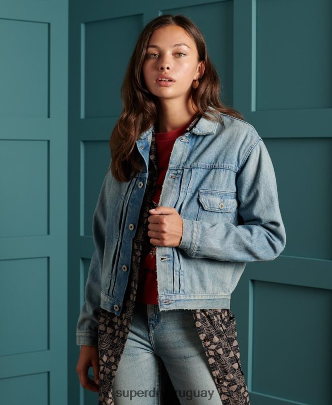 uy Superdry mujer chaqueta de trabajo japonesa seca de edición limitada azul DT2N8Z3846 ropa