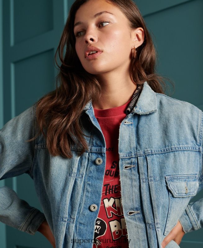 uy Superdry mujer chaqueta de trabajo japonesa seca de edición limitada azul DT2N8Z3846 ropa