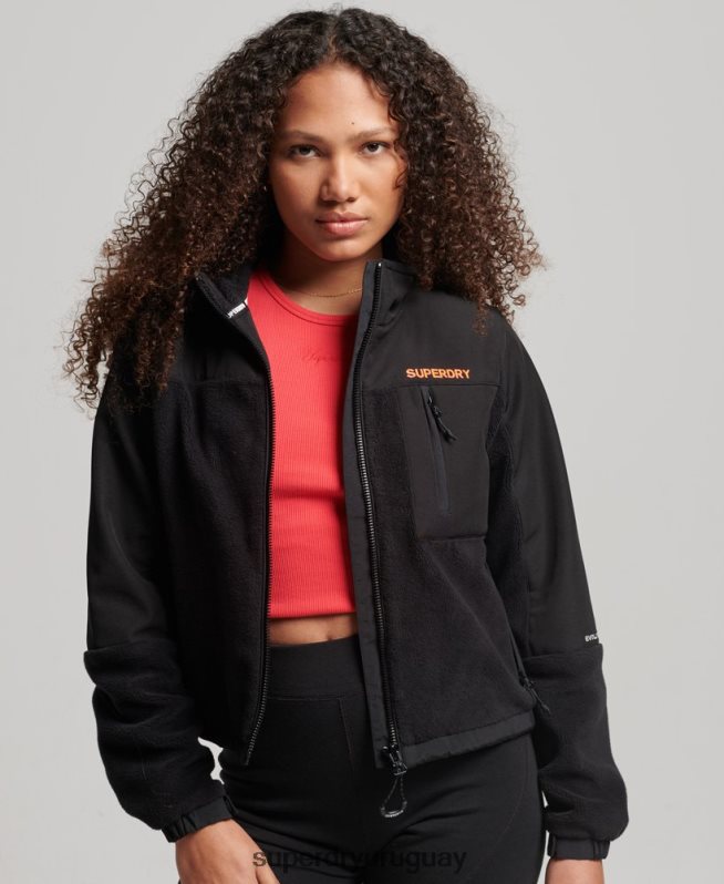 uy Superdry mujer chaqueta de trekking híbrida de código negro DT2N8Z3615 ropa