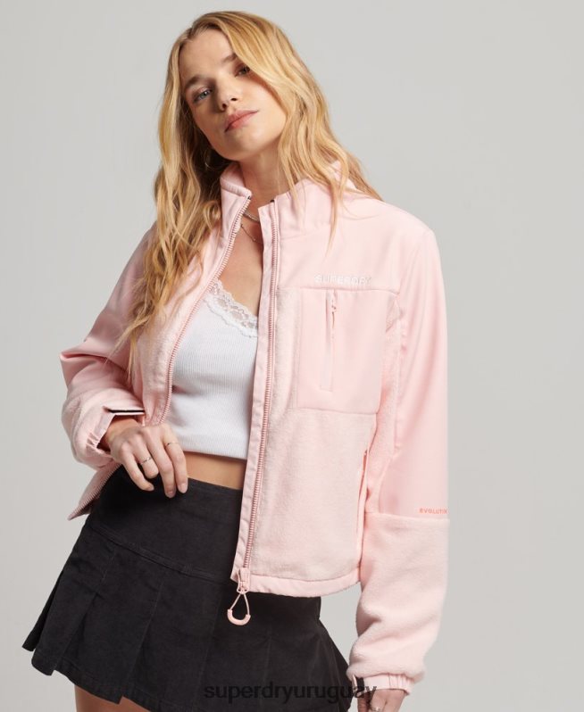 uy Superdry mujer chaqueta de trekking híbrida de código rosa DT2N8Z3617 ropa