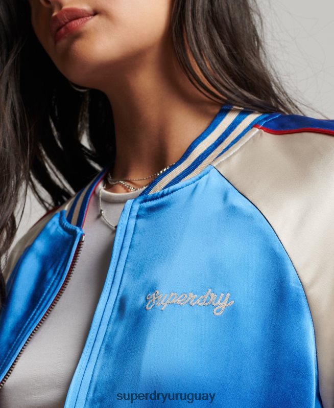 uy Superdry mujer chaqueta derby con ruedas azul DT2N8Z2137 ropa