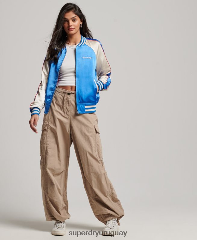 uy Superdry mujer chaqueta derby con ruedas azul DT2N8Z2137 ropa