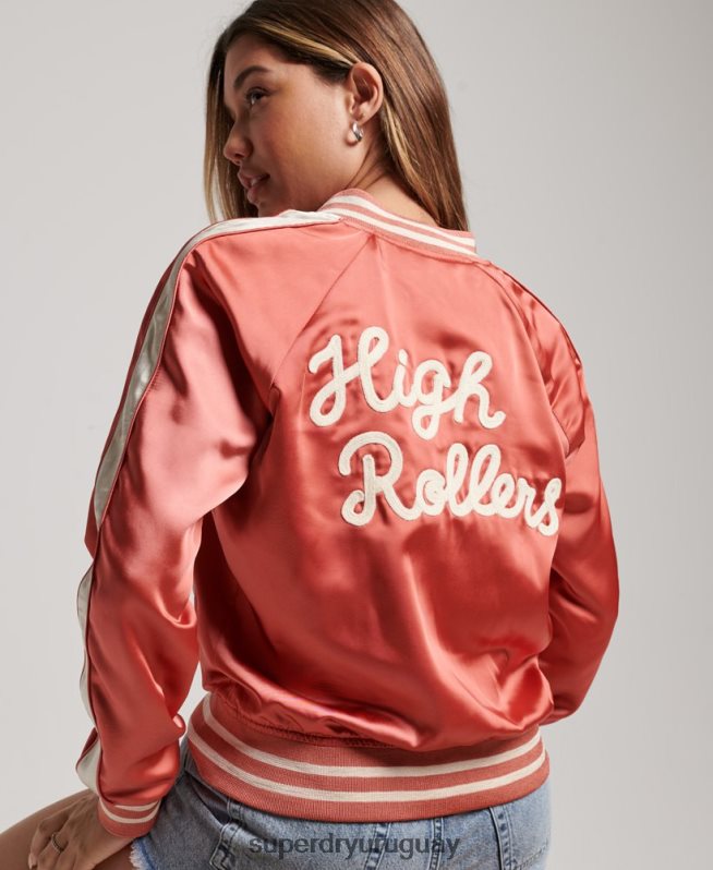uy Superdry mujer chaqueta derby con ruedas coral DT2N8Z3530 ropa
