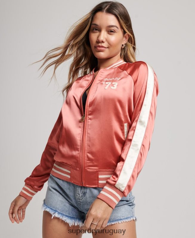 uy Superdry mujer chaqueta derby con ruedas coral DT2N8Z3530 ropa