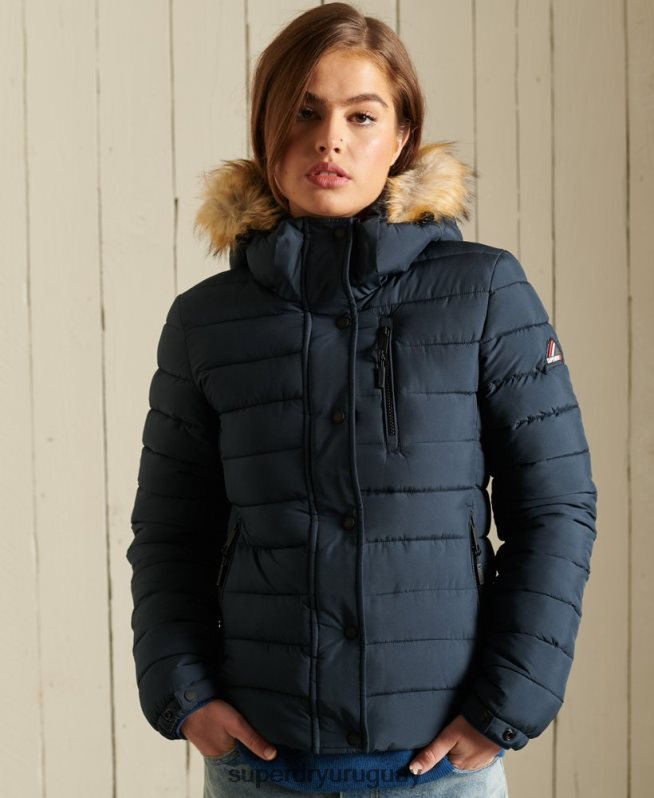 uy Superdry mujer chaqueta fuji clásica de piel sintética Armada DT2N8Z3767 ropa