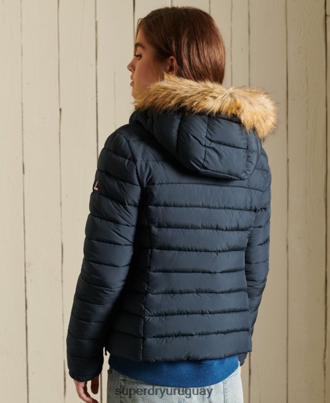 uy Superdry mujer chaqueta fuji clásica de piel sintética Armada DT2N8Z3767 ropa