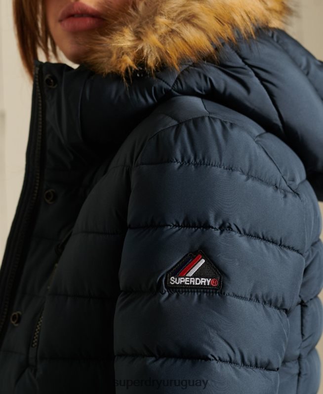 uy Superdry mujer chaqueta fuji clásica de piel sintética Armada DT2N8Z3767 ropa