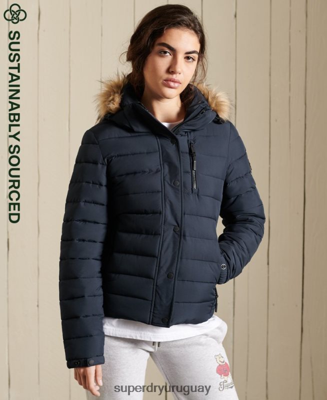uy Superdry mujer chaqueta fuji clásica de piel sintética Armada DT2N8Z3818 ropa