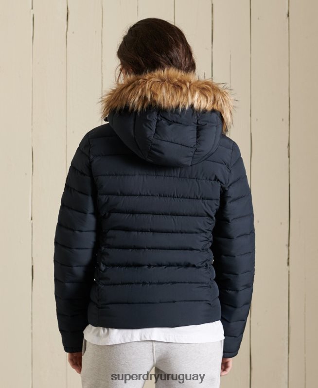 uy Superdry mujer chaqueta fuji clásica de piel sintética Armada DT2N8Z3818 ropa