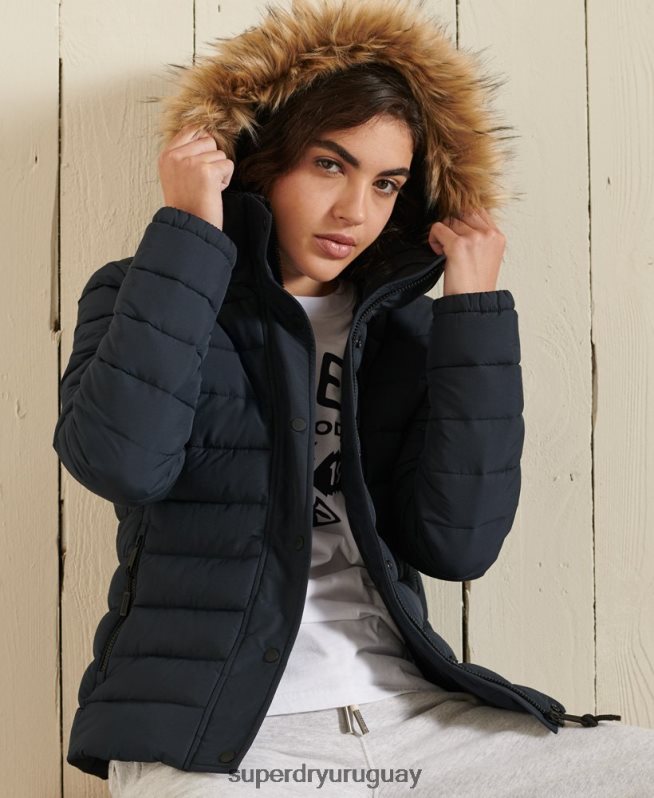 uy Superdry mujer chaqueta fuji clásica de piel sintética Armada DT2N8Z3818 ropa