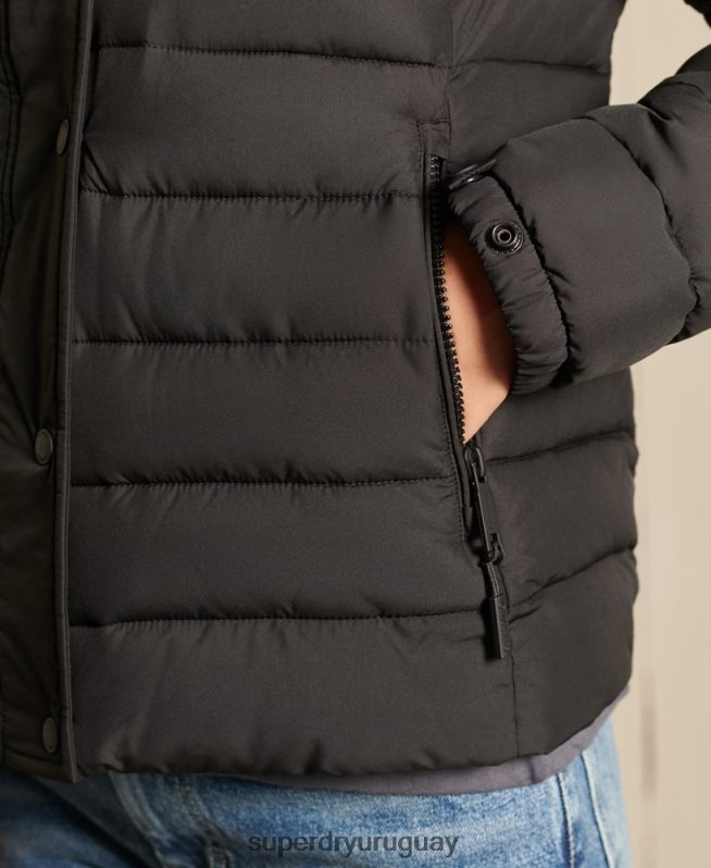 uy Superdry mujer chaqueta fuji clásica de piel sintética negro DT2N8Z3741 ropa