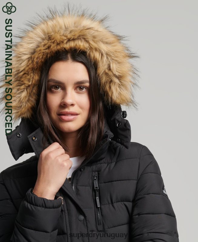 uy Superdry mujer chaqueta fuji clásica de piel sintética negro DT2N8Z3766 ropa