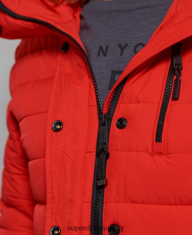 uy Superdry mujer chaqueta fuji clásica de piel sintética rojo DT2N8Z5542 ropa