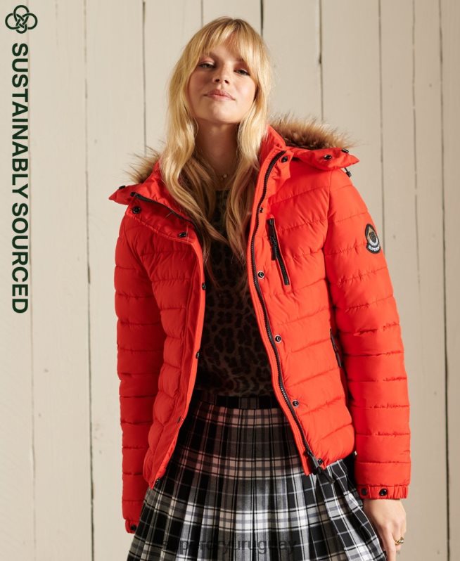 uy Superdry mujer chaqueta fuji clásica de piel sintética rojo DT2N8Z5577 ropa