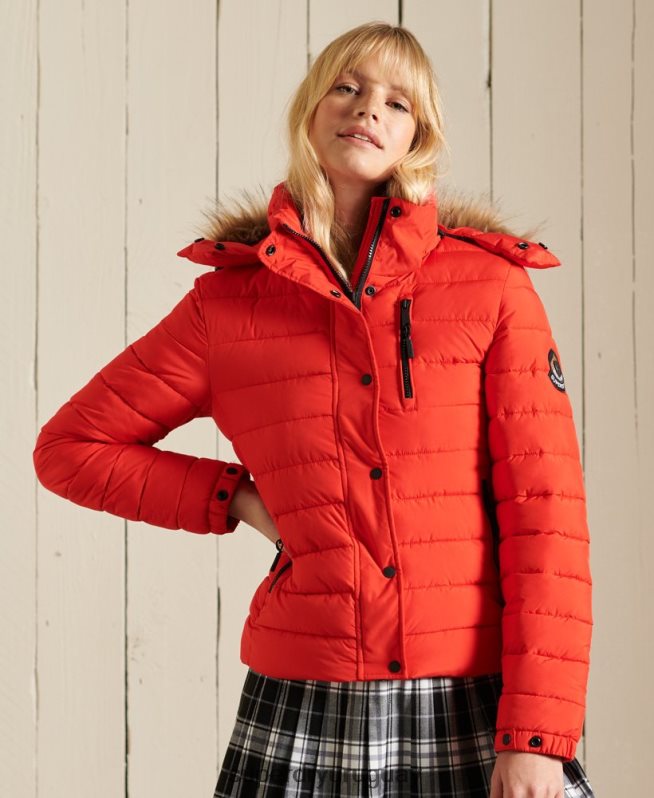 uy Superdry mujer chaqueta fuji clásica de piel sintética rojo DT2N8Z5577 ropa