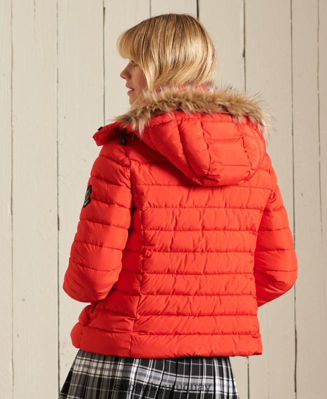 uy Superdry mujer chaqueta fuji clásica de piel sintética rojo DT2N8Z5577 ropa