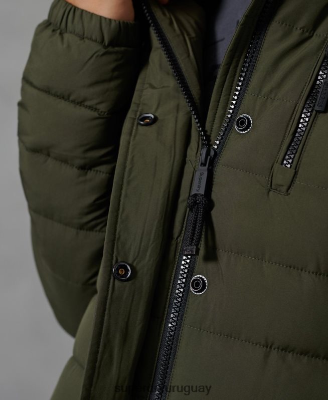 uy Superdry mujer chaqueta fuji clásica de piel sintética verde DT2N8Z5607 ropa