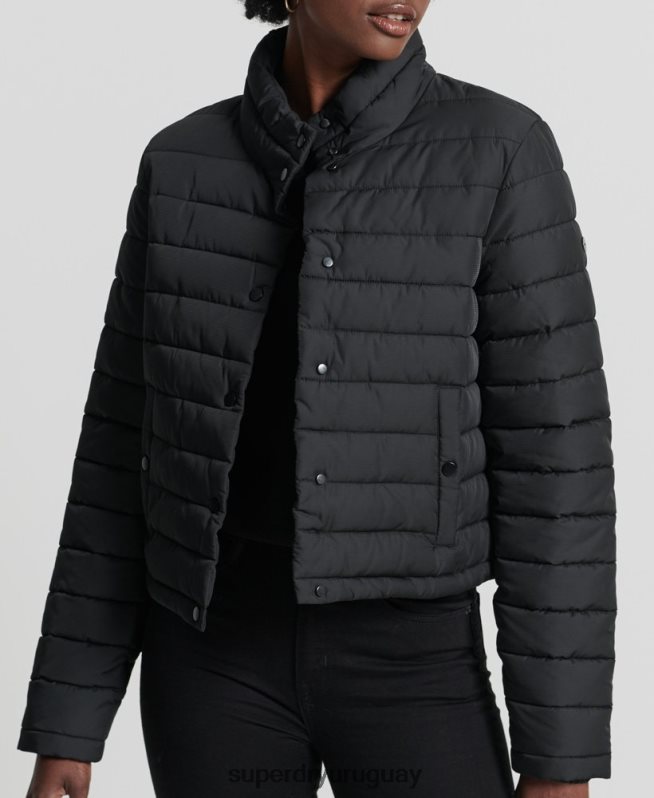 uy Superdry mujer chaqueta fuji cuadrada negro DT2N8Z5574 ropa