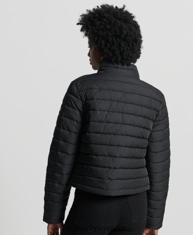 uy Superdry mujer chaqueta fuji cuadrada negro DT2N8Z5574 ropa