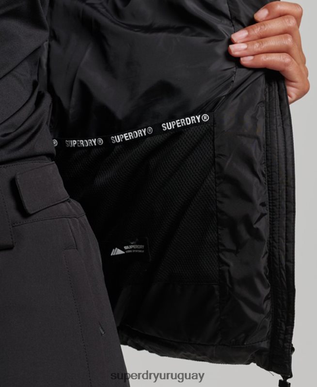 uy Superdry mujer chaqueta fuji luxe con capucha de montaña negro DT2N8Z5504 ropa