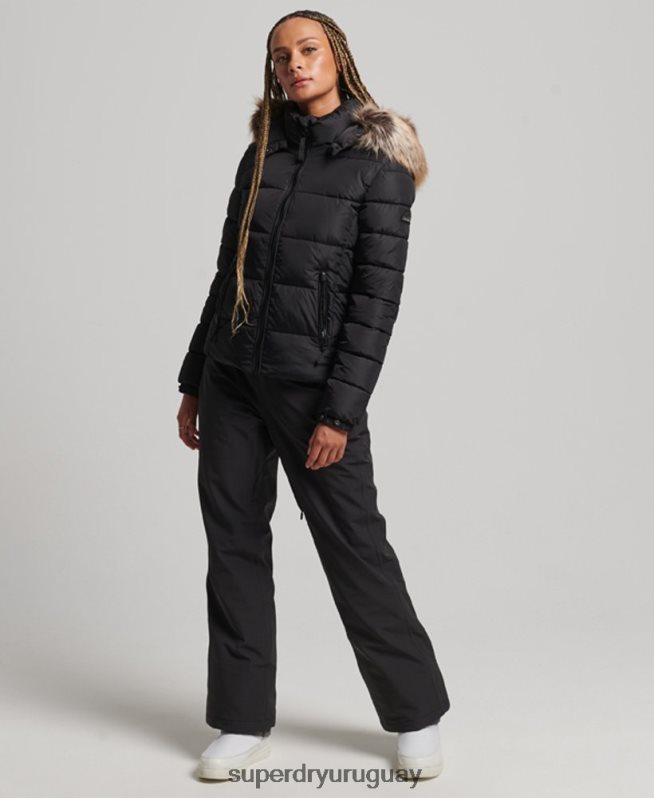 uy Superdry mujer chaqueta fuji luxe con capucha de montaña negro DT2N8Z5504 ropa