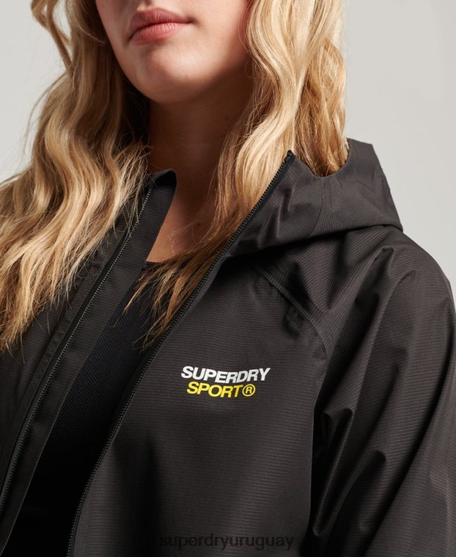uy Superdry mujer chaqueta impermeable negro DT2N8Z3625 ropa