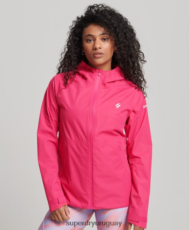 uy Superdry mujer chaqueta impermeable rosa DT2N8Z5617 ropa