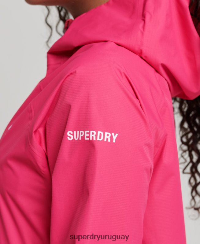 uy Superdry mujer chaqueta impermeable rosa DT2N8Z5617 ropa