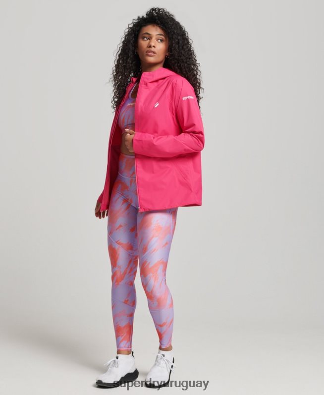 uy Superdry mujer chaqueta impermeable rosa DT2N8Z5617 ropa