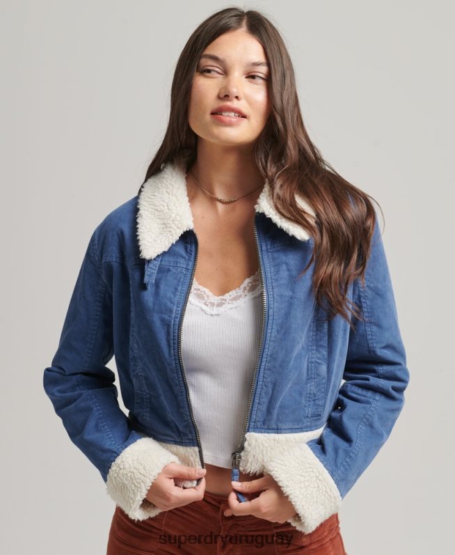 uy Superdry mujer chaqueta indie con forro de borreguito azul DT2N8Z5557 ropa