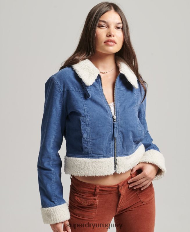 uy Superdry mujer chaqueta indie con forro de borreguito azul DT2N8Z5557 ropa