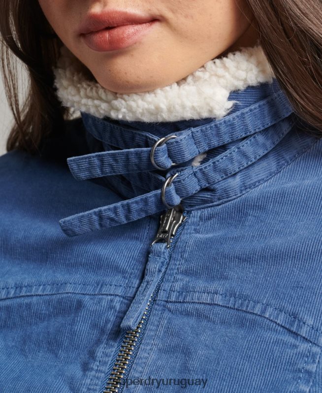 uy Superdry mujer chaqueta indie con forro de borreguito azul DT2N8Z5557 ropa