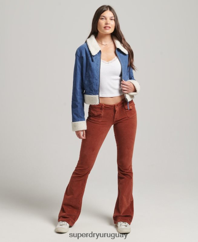 uy Superdry mujer chaqueta indie con forro de borreguito azul DT2N8Z5557 ropa