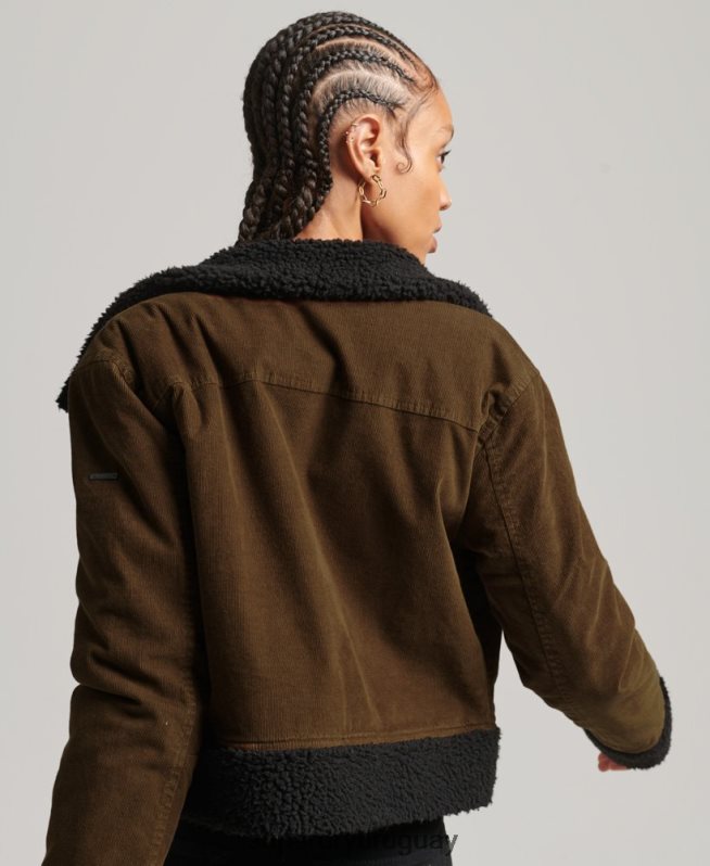 uy Superdry mujer chaqueta indie con forro de borreguito marrón DT2N8Z5438 ropa