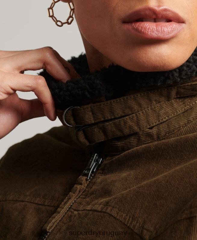 uy Superdry mujer chaqueta indie con forro de borreguito marrón DT2N8Z5438 ropa