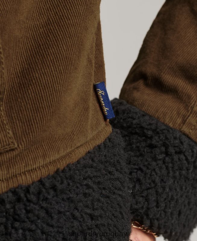 uy Superdry mujer chaqueta indie con forro de borreguito marrón DT2N8Z5438 ropa