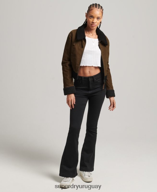 uy Superdry mujer chaqueta indie con forro de borreguito marrón DT2N8Z5438 ropa