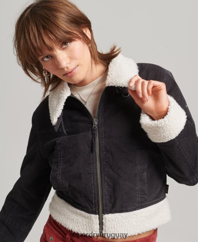 uy Superdry mujer chaqueta indie con forro de borreguito marrón DT2N8Z5469 ropa