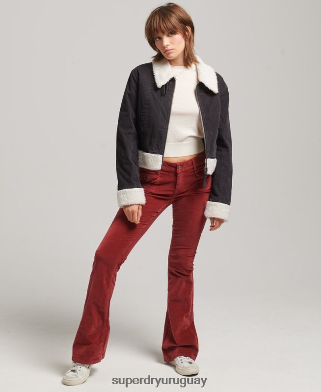 uy Superdry mujer chaqueta indie con forro de borreguito marrón DT2N8Z5469 ropa