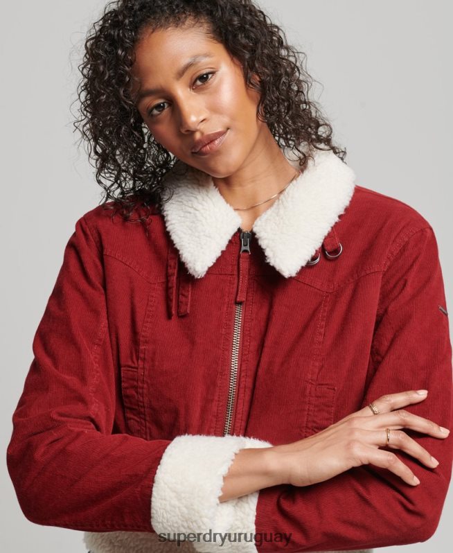 uy Superdry mujer chaqueta indie con forro de borreguito rojo DT2N8Z5572 ropa