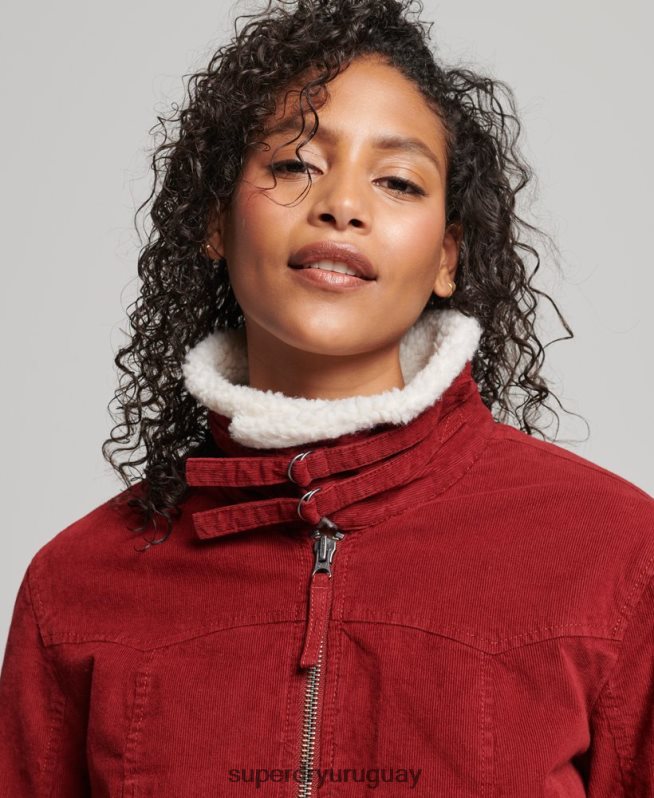 uy Superdry mujer chaqueta indie con forro de borreguito rojo DT2N8Z5572 ropa