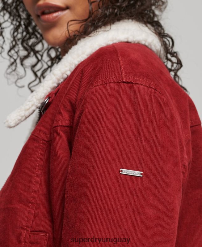 uy Superdry mujer chaqueta indie con forro de borreguito rojo DT2N8Z5572 ropa
