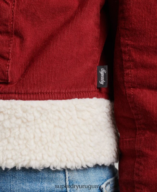 uy Superdry mujer chaqueta indie con forro de borreguito rojo DT2N8Z5572 ropa