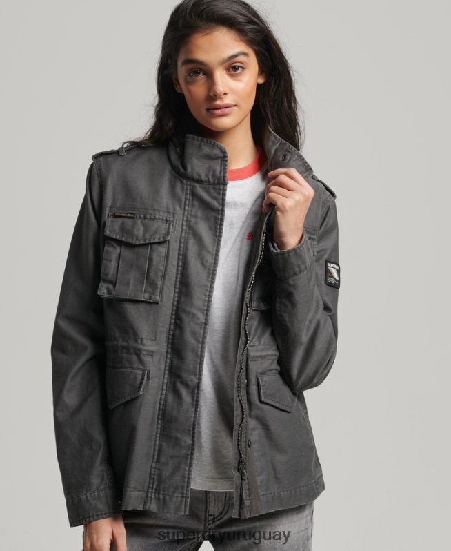 uy Superdry mujer chaqueta m65 antigua gris oscuro DT2N8Z3539 ropa