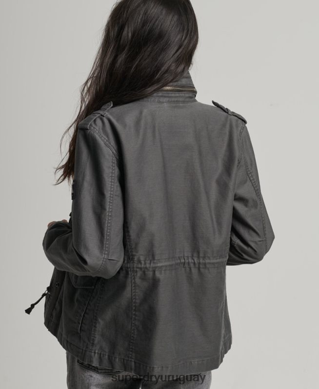 uy Superdry mujer chaqueta m65 antigua gris oscuro DT2N8Z3539 ropa