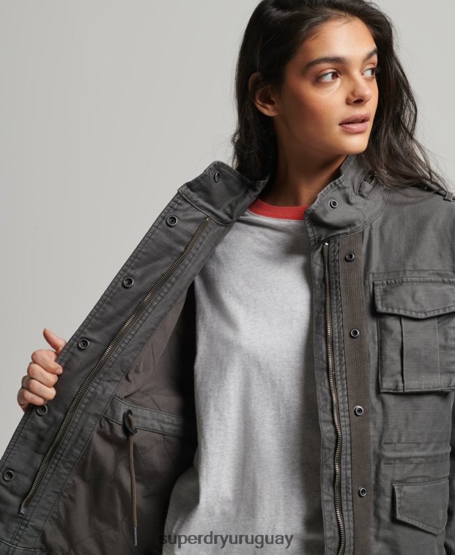 uy Superdry mujer chaqueta m65 antigua gris oscuro DT2N8Z3539 ropa