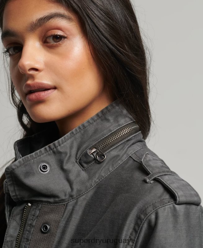 uy Superdry mujer chaqueta m65 antigua gris oscuro DT2N8Z3539 ropa