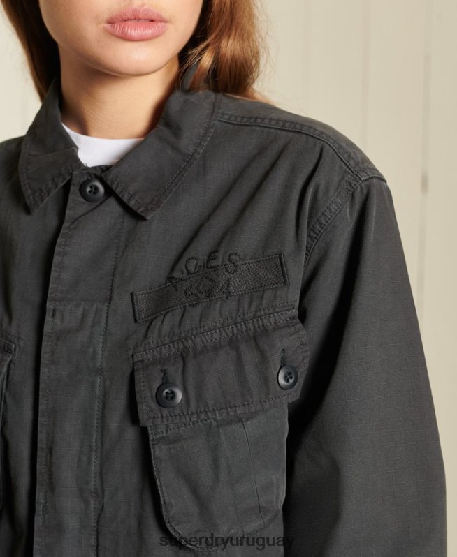 uy Superdry mujer chaqueta militar oversize gris oscuro DT2N8Z5567 ropa